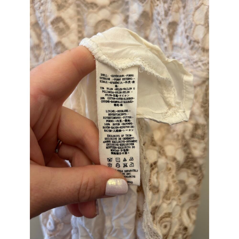 Free People Just Like Honey Ivory Lace Handkerchief Dress Size 2 - Picture 5 of 13